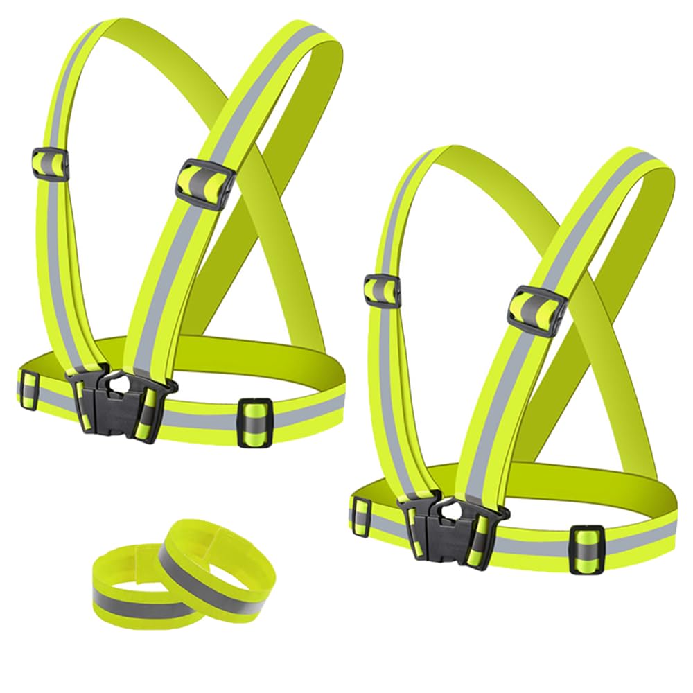 BOZEVON Unisex Reflective Safety Vest for Adults & Kids - High Visibility Led Reflective Safety Vest Lightweight and Adjustable Suitable for Running, Dog Walking, Hiking, Jogging, Package 3