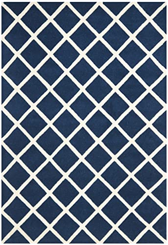 SAFAVIEH Chatham Collection Accent Rug - 3' x 5', Dark Blue & Ivory, Handmade T…