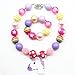 Artvine Unicorn Necklace Alloy Unicorn Pendant Chunky Bubblegum Necklace&Bracelet Set CB846