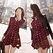 Daxin Lady Retro Long Sleeve Red Plaid Lapel V Neck Skirt Belted Casual Shirt Dress