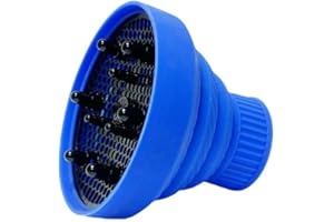 NJXMDR Collapsible Hair Diffuser Attachment for Hair Dryers, Portable Silicone Diffuser for Curly Hair, Fit Nozzle Diameter D-1.57-1.99 Inch, Ideal for Travel, Salon, and Home Use (Blue)