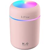 LtYioe Colorful Cool Mini Humidifier, USB Personal Desktop Humidifier for Car, Office Room, Bedroom,etc. Auto Shut-Off, 2 Mist Modes, Super Quiet. (Pink)