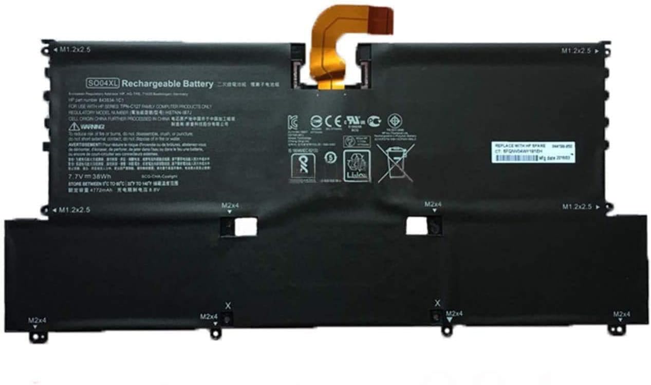 SO04XL Laptop Battery Replacement for Hp Spectre 13 13-V016TU 13-V015TU 13-V014TU 13-V000 Series SOO4XL S004XL 844199-855 843534-1C1 HSTNN-IB7J TPN-C127 (7.7V 38Wh 4950mAh)