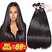 Bestsojoy 10A Brazilian Virgin Hair Straight 4 Bundles Brazilian Human Hair Extensions 100% Unprocessed Human Hair Weave Natural Color (20 22 24 26)