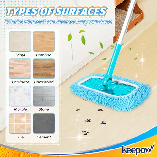 KEEPOW Reusable Pads for Flash Speed Mop Refill Wipes, Microfiber Wet Dry Refills for Flash Speed Mop Starter Kit, Machine Washable Up to 100x (4 Pack)