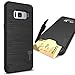 CoverON SecureCard Series Case for Samsung Galaxy S8 Plus, Credit Card Holder Hybrid Phone Cover with Faux Brushed Metal Design - Black
