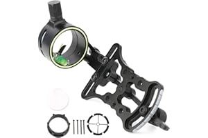 SHARROW Archery Compound Bow Sight Aluminum Alloy 0.019" Fiber Optic 1/2 Pin Bow Sight Micro-Adjustable Aim Sight Toolless Quickset with Sight Light Compound Bow Accessory