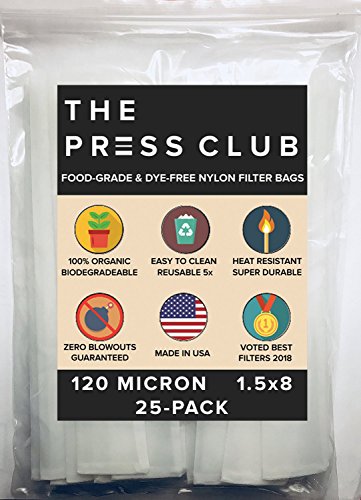 120 Micron Rosin Tea Bag Press Filter  1.5 by 8 inch  25 Pack  Zero Blowout Guarantee  All Micron & Sizes Available
