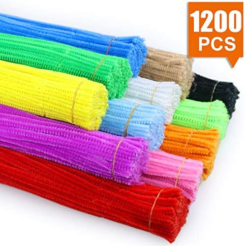 NEOACT Chenille Stems/Pipe Cleaners 1200-Piece, 12 Vibrant Colors, 12 Inch x 6mm