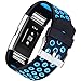 For Fitbit Charge 2 HR, Sports Replacement Band, Black and Blue, Large