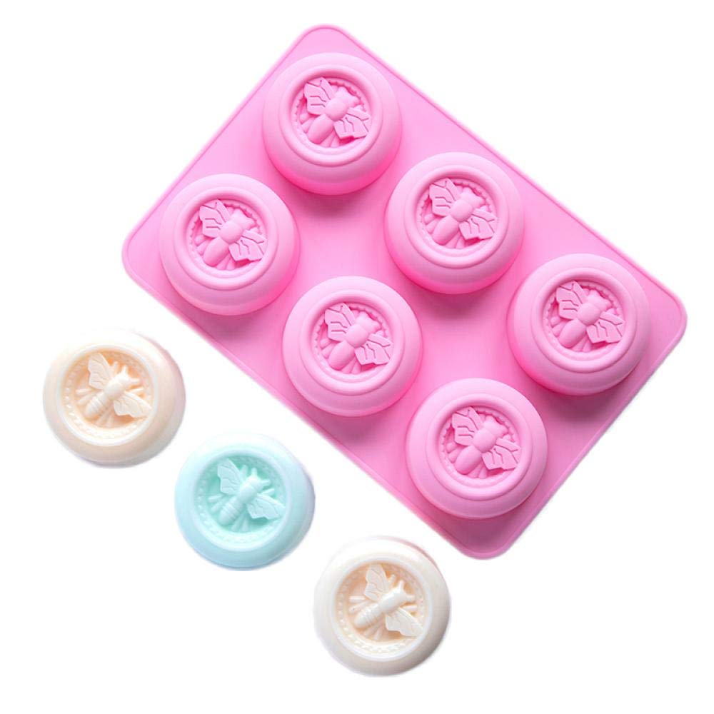 6 Cavities Bee Honeycomb Silicone Cake Molds Muffin Mooncake Baking Pan Round Candy Soap Making Chocolate Aromatherapy Mould