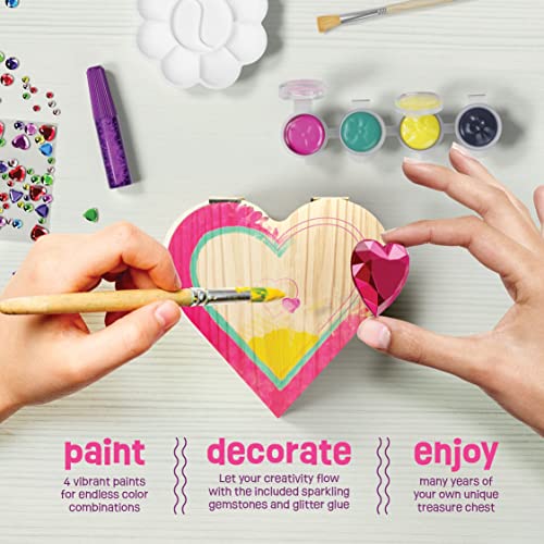 Paint Your Own Wooden Kids Heart Treasure Box Kit Art Kits for