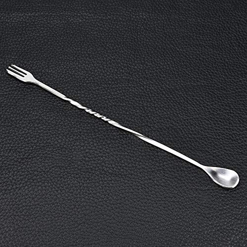 Tpingfe Double-Headed Spoon Fork, Stainless Steel Bar Cocktail Drink Mixer Twisted Bartending Mixing Stirring (Long+Short)