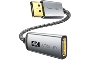 Warrky 4K DisplayPort to HDMI Adapter, Uni-Directional [Metal Case, Gold-Plated Pins] Display Port Source to HDMI Monitor Converter 1080P@120Hz Compatible for HP, AMD, NVIDIA. Male to Female