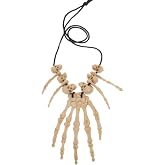 SUFUNNY Skull Necklace Skeleton Jewelry Bone Voodoo Accessories Witch Charm Halloween Costume for Women and Men