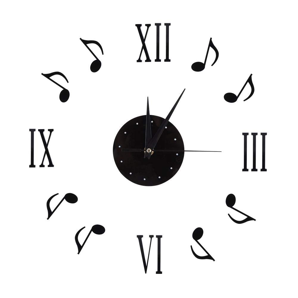 Raguso Modern DIY Large Wall Clock Kit Acrylic Wall Clock Musical Notes and Roman numerals Clock Modern Design for Home Office Classroom study room Decoration Accessories Gift for friends or kids