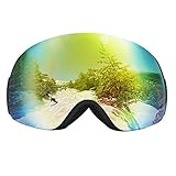 Homitt Ski Goggles, Snowboard Skiing Goggles with 100% UV400 Coating Frameless Anti Fog Mirror Lens, Adjustable Size and Detachable Strap - A Protective Storage Box Included