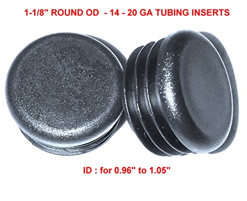 (Pack of 8) - 1 1/8" (14 - 20 Ga - 0.96"-1.05" ID) Round Black Plastic Tubing Plug, 1 1/8 Inch End Caps - Steel Furniture/Fencing Post Pipe Insert | End Caps for Fitness Equipment.