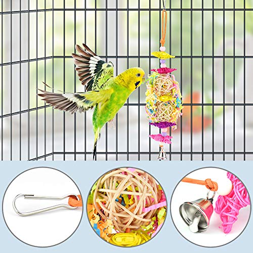KATUMO 4 Pcs Bird Parrot Toys, Colorful Chewing Shredder Toys Shred