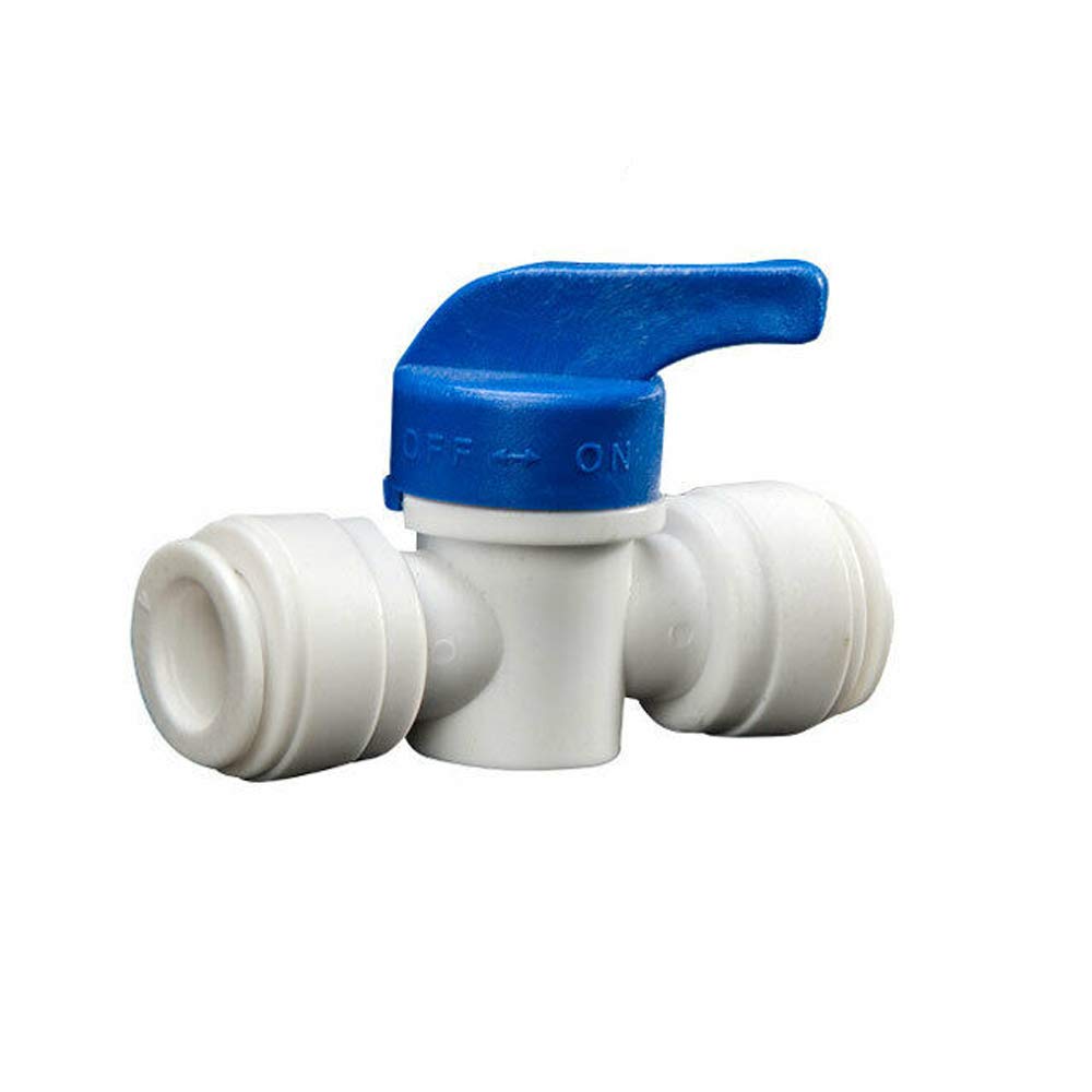 Shut-Off Ball Valve Push Fit Pipe Plastic Water Tank Valve for Fridges Aquarium and Reverse Osmosis Plumbing (1/4" Tube x 1/4" Tube)