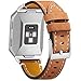Mornex Band Compatible with Fitbit Ionic, Classic Leather Band Replacement Accessory Strap for Smart Watch, for Women Men Small Large Light Brown