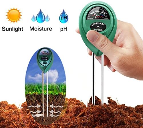 3-in-1 Soil PH Meter Moisture Light Test Kit Hydroponics Analyzer Suitable for Garden Farm Lawn Indoor and Outdoor No Need Batteries Easy Read Indicator