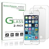 iPhone SE Glass Screen Protector, amFilm Screen Protector for iPhone SE, 5, 5S, 5C Premium Tempered Glass Screen Protector (2-Pack)
