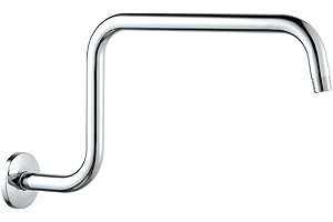 OFFO Shower Head Extension Arm 40cm(16 in), S Shaped High Rise Extender with Flange Shower Head Pipe Arm, Chrome