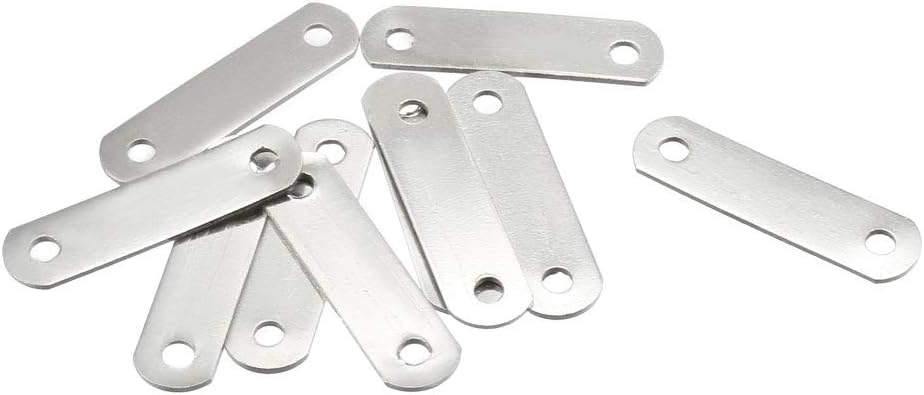 Sourcingmap Repair Plate, 30mmx8mm, Flat Fixing Mending Corner Brace Bracket Connector, Pack of 10, Silver, 30mm x 8mm
