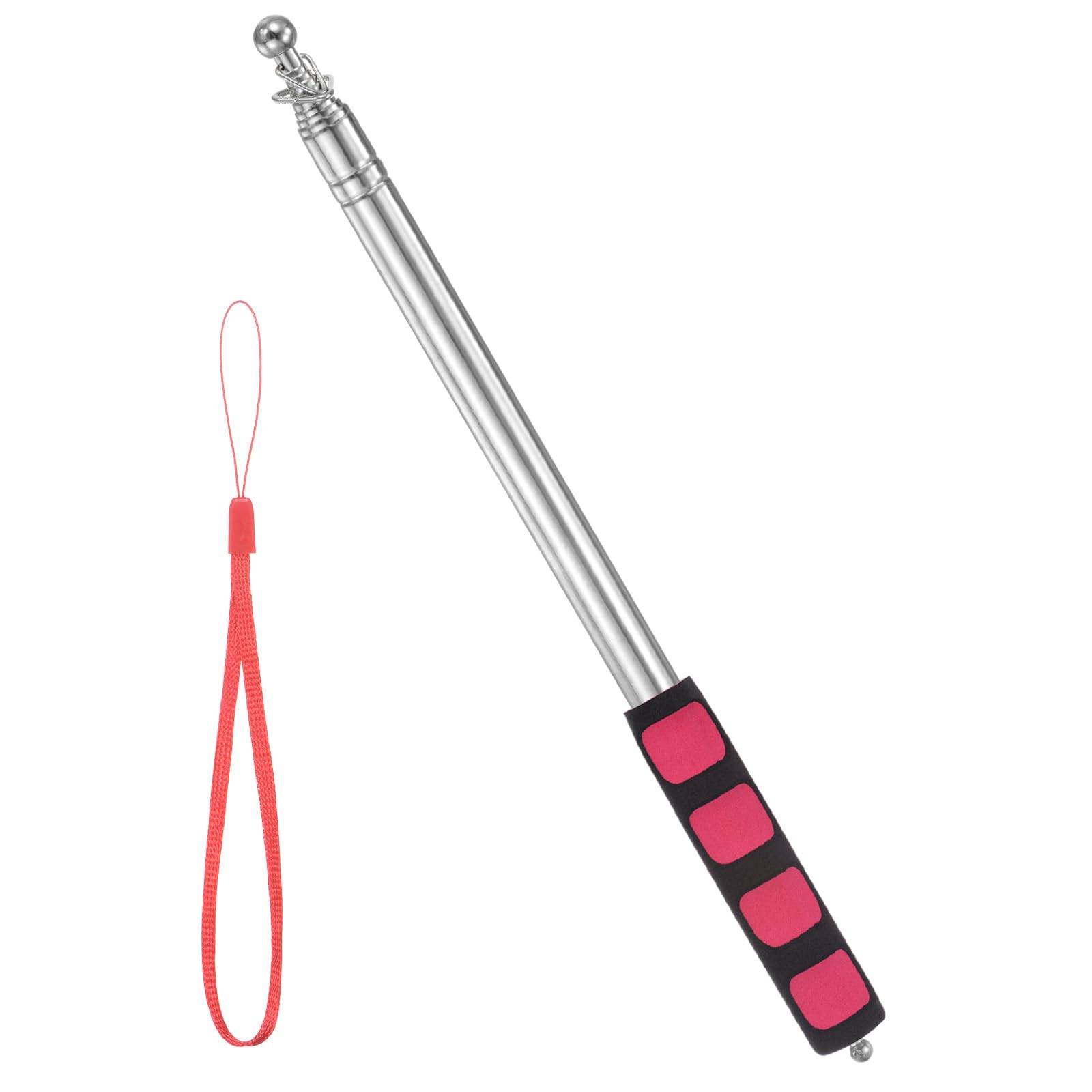 M METERXITY Flag Pole - 8.2 Feet Telescopic Handheld Flagpoles, Tour Guide Portable Flag Pole, Stainless Steel & Handheld, Anti-Slip Grip Apply to Pointer for Teacher/Outdoor (Red)
