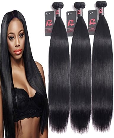 Mink 8A Virgin Malaysian Straight Hair 3 Bundles Deals 100% Unprocessed Virgin Human Hair Weaving Remy Human Hair Extensions 300g Natural Black (10 12 14inches, Natural Color)