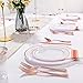 Supernal 60pcs Rose Gold Plastic Dinnerware Set Includes Rose Gold Plastic Plates and Disposable Silverware,Disposable Party Plates and Flatware Service for 12 Guest,Perfect for Birthday,Party,Wedding
