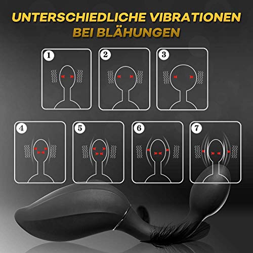 Fondlove Prostata Massagegerät Aufblasbar Analplug Analvibratoren Prostate Stimulator mit 7 Aufblähensmodi Sexspielzeug Männer Frauen