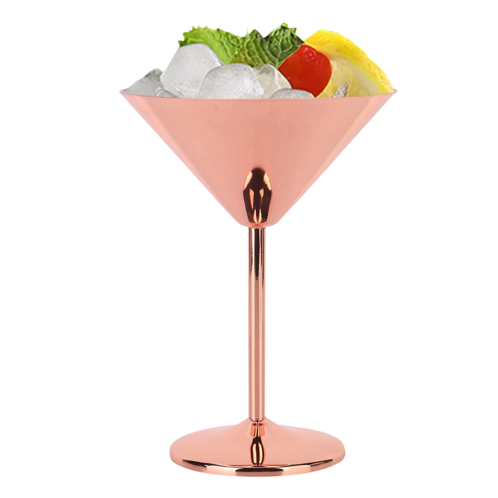 HERCHR Stainless Steel Martini Cocktail Glasses 220ml, Reusable Unbreakable Glass Drinking Juice Making Cup Glassware Rose Gold Martini Glasses for Home Party Bar