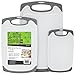 S&T INC. Cutting Board Set, Cutting Boards for Kitchen with Rubberized Grips and Juice Grooves, 3 Pack with Different Sizes, White and Grey