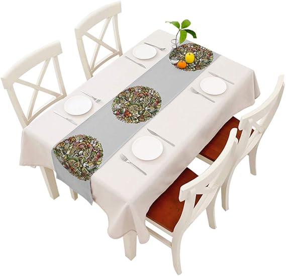 Moslion Tischläufer Büffelkaro, Vintage, Grau / Orange, kariert