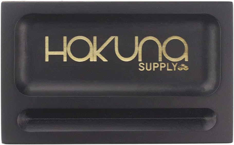 Hakuna Wooden Rolling Tray - Large Compartment for Mixing and Sleeve for Holding Paper Upright (Ebony)