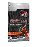 Venom Steel Sportsman Nitrile Gloves with 12 inch Cuff, 6 mil Rip Resistant Field Dressing Gloves, One Size Fits Most (12 Count), Great for use as Game Cleaning Gloves, Fishing, Hunting, Camping