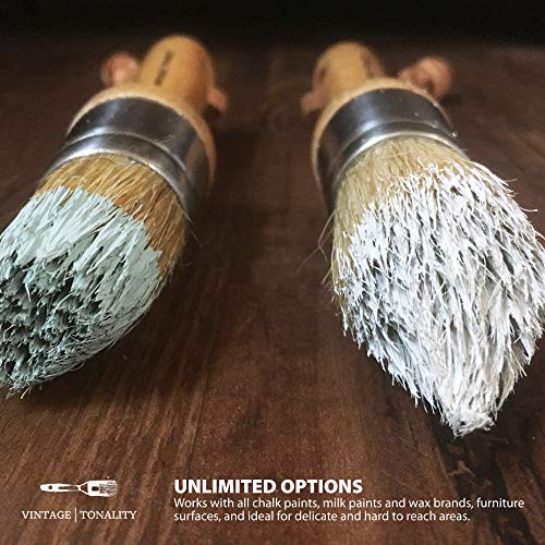Vintage Tonality 2 Stencil Chalk Paint Brush Set Small Natural Bristles for Stenciling Wax Milk Paints Furniture & Craft Projects - Thumbnail 5