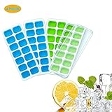 Ice Cube Tray,Cuteadoy 14-Hole Easy-Release Flexible Silicone Ice Cube Mold Trays with Rectangle-shape Ice Jelly Moulds Lid (4 Pack)