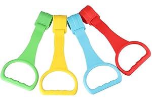 Vctitil 4 Pieces Crib Hook Baby Plastic Pull Ring Creative Teaching Stroller to Assist Standing(Red/Yellow/Blue/Green)
