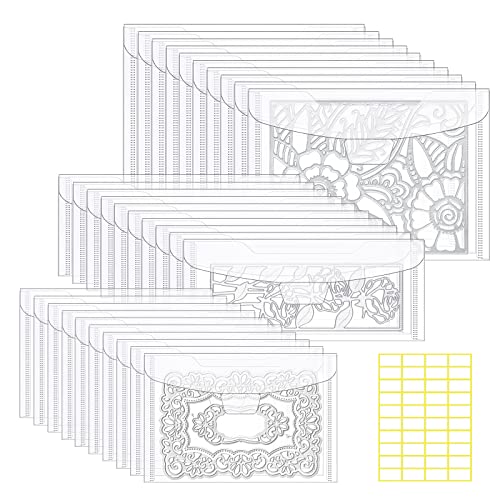 KELIFANG 30 Pieces Clear Stamp and Die Storage Bag 3 Sizes, Scrapbooking Storage Die Cuts Pockets for DIY Cutting Dies Stencil Embossing Crafts, Resealable Plastic Envelopes(9.4