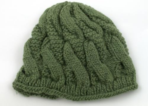 World Finds Harper Cable Roll Beanie Woolen Hat Fair Trade One Size Grass