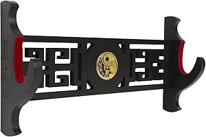 Sword Holder Katana Wall Mount - 1-Tier Tai Chi icon Velvet Padded Katana Holder Samurai Sword Display Rack Wand Lightsabe Wa