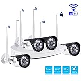 Security Camera System, LESHP CCTV HD 720P IP Camera 4 Channel Wireless Wi-Fi Home Surveillance Video with Super Day/Night Vision, IP65 Weatherproof, No HDD