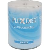 PlexDisc CD-R 700MB 52X White Inkjet Hub Printable Recordable Media - 100pk Blank CDs for Burning Music, Data, Photos, CDR Discs, Writable CD, Empty CD-R, (No Container) FFB