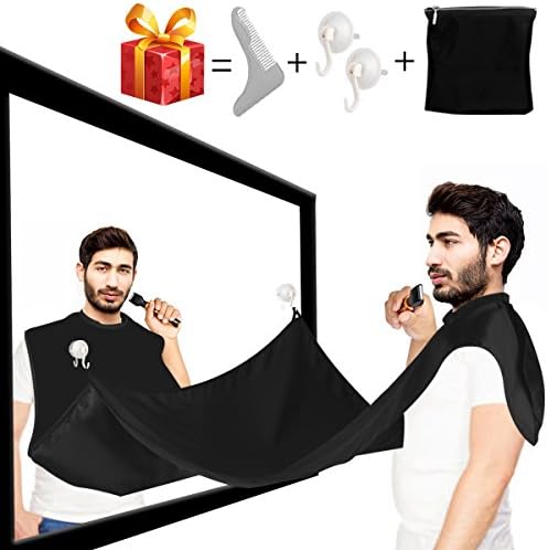 Beard Bib, VEIPAO Beard Trimming Catcher and Beard Apron Professional Trim Your Beard,Hairs Without Mess Keep Yourself and Your Sink Neat Bonus Comb and Brush Perfect Gift for Men