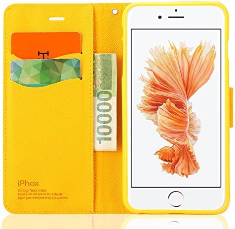 Souldio iPhone 6 plus Case,iPhone 6s plus Case,Leather Case for iPhone 6 plus(5.5 in.)Wallet Case with Card Holder Kickstand Flip Cover Protective Case Cross Magnet Phone Cases(Green+Yellow)