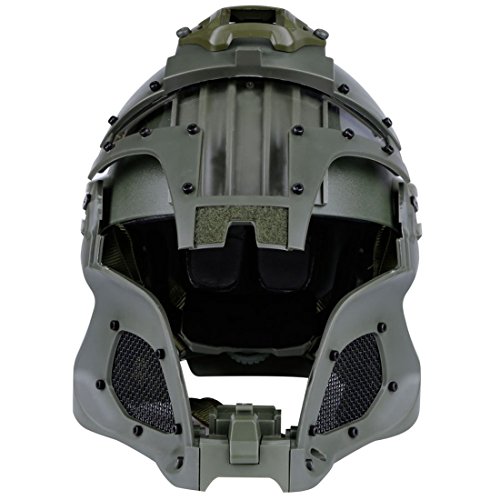Goshfun Tactical Military Helmet Protective Fast Helmet Full Face Mesh Mask with Goggle for Airsoft Paintball CS Outdoor Activity, Green - Thumbnail 3