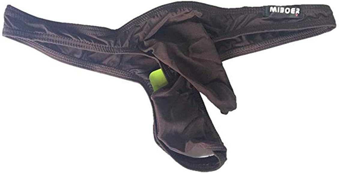AILNT Men Bikini Elephant Nose Long Bulge Pouch Boxer Briefs G-Strings & Thongs (Medium, Coffee)